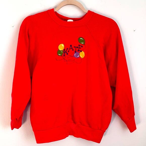 Vintage 80’s 90’s hand painted balloon Katie crewneck sweatshirt sz M - Picture 1 of 6